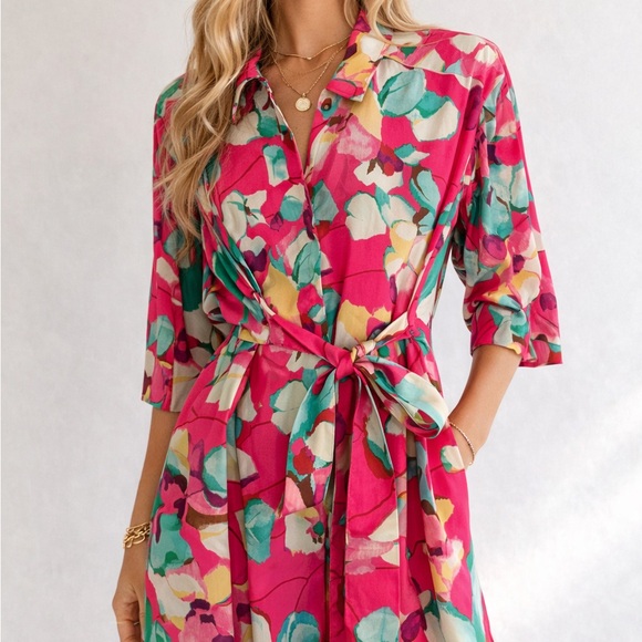 Zara Dresses & Skirts - Zara Pink Floral Satin Mini Dress XS